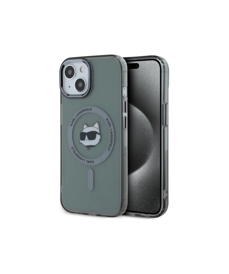 Karl Lagerfeld KLHMP15SHLSCHK iPhone 15 6.1" black/black hardcase IML Metal Choupette Head MagSafe