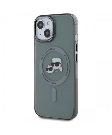 Karl Lagerfeld KLHMP15SHLSKCK iPhone 15 6.1" black/black hardcase IML Metal Karl&Choupette Head MagSafe