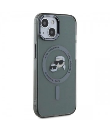 Karl Lagerfeld KLHMP15SHLSKCK iPhone 15 6.1" black/black hardcase IML Metal Karl&Choupette Head MagSafe