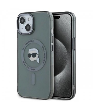 Karl Lagerfeld KLHMP15SHLSKIK iPhone 15 6.1" black/black hardcase IML Metal Karl Head MagSafe