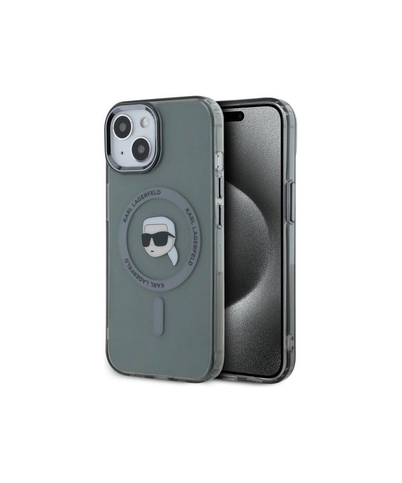 Karl Lagerfeld KLHMP15SHLSKIK iPhone 15 6.1" black/black hardcase IML Metal Karl Head MagSafe