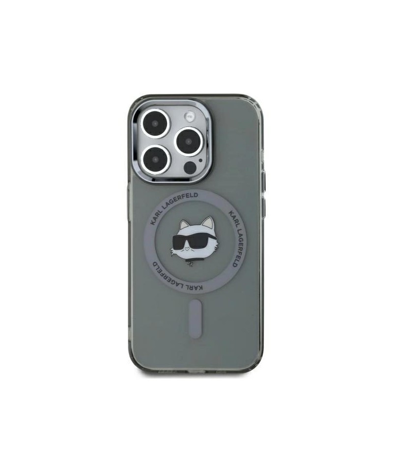 Karl Lagerfeld KLHMP15XHLSCHK iPhone 15 Pro Max 6.7" black/black hardcase IML Metal Choupette Head MagSafe