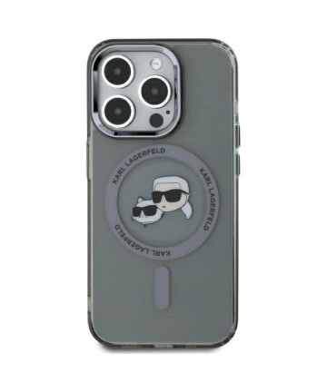 Karl Lagerfeld KLHMP15XHLSKCK iPhone 15 Pro Max 6.7" black/black hardcase IML Metal Karl&Choupette Head MagSafe