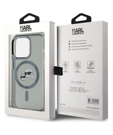 Karl Lagerfeld KLHMP15XHLSKCK iPhone 15 Pro Max 6.7" black/black hardcase IML Metal Karl&Choupette Head MagSafe