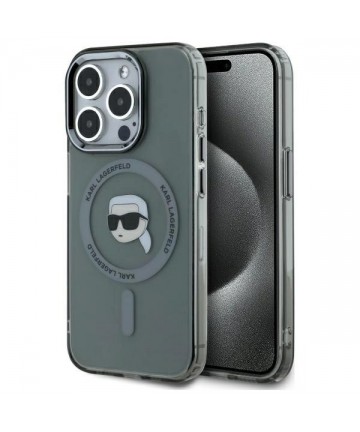 Karl Lagerfeld KLHMP15XHLSKIK iPhone 15 Pro Max 6.7" black/black hardcase IML Metal Karl Head MagSafe