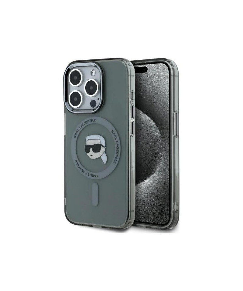 Karl Lagerfeld KLHMP15XHLSKIK iPhone 15 Pro Max 6.7" black/black hardcase IML Metal Karl Head MagSafe