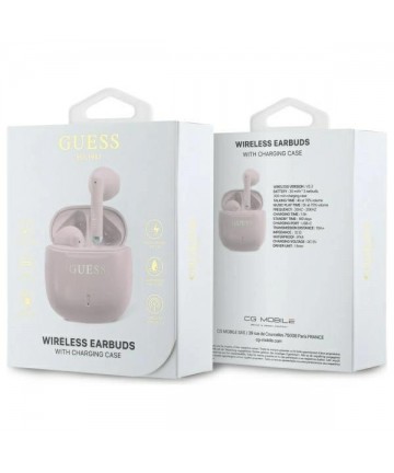 Guess Bluetooth headphones GUTWSJ14ESGP TWS + docking station pink/pink Printed Classic Logo