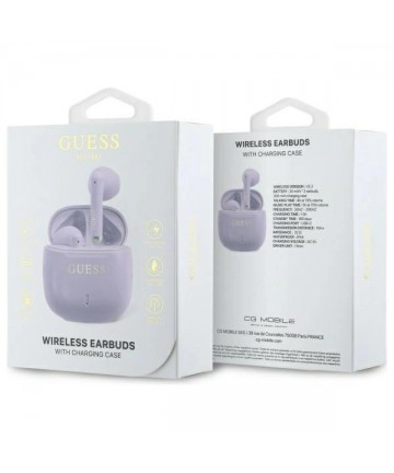 Guess Bluetooth headphones GUTWSJ14ESGU TWS + docking station purple/purple Printed Classic Logo