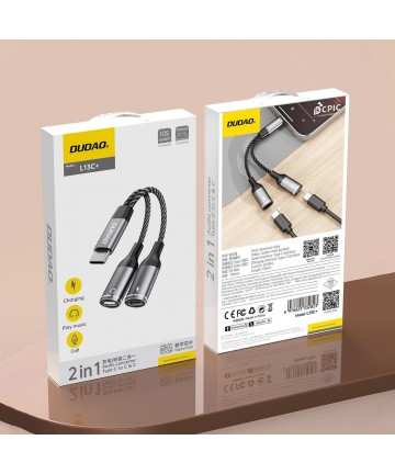 Dudao L13C+ 2in1 USB-C Adapter - Gray