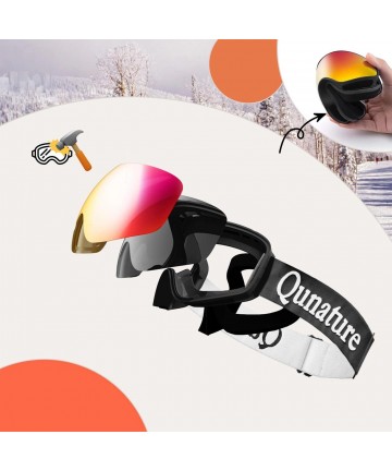 Qunature Black Ski Goggles Kids (Size M/L) - Black