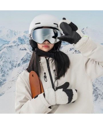 Qunature Panda Ski Gloves for Kids and Adults Size S - Black/White