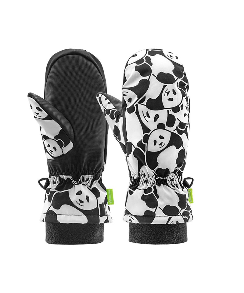 Qunature Panda Heat Transfer Ski Gloves Kids Size S - Black/White