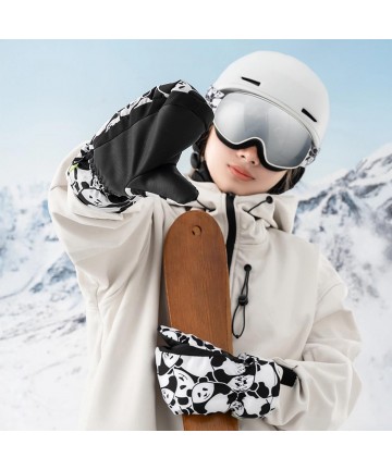 Qunature Panda Heat Transfer Ski Gloves Kids Size S - Black/White
