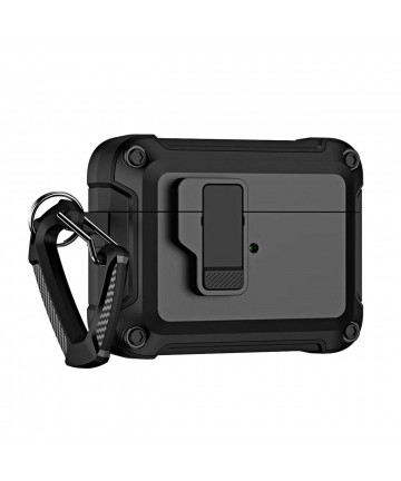 Airpods 4 Pro Armor Case with Carabiner - Black