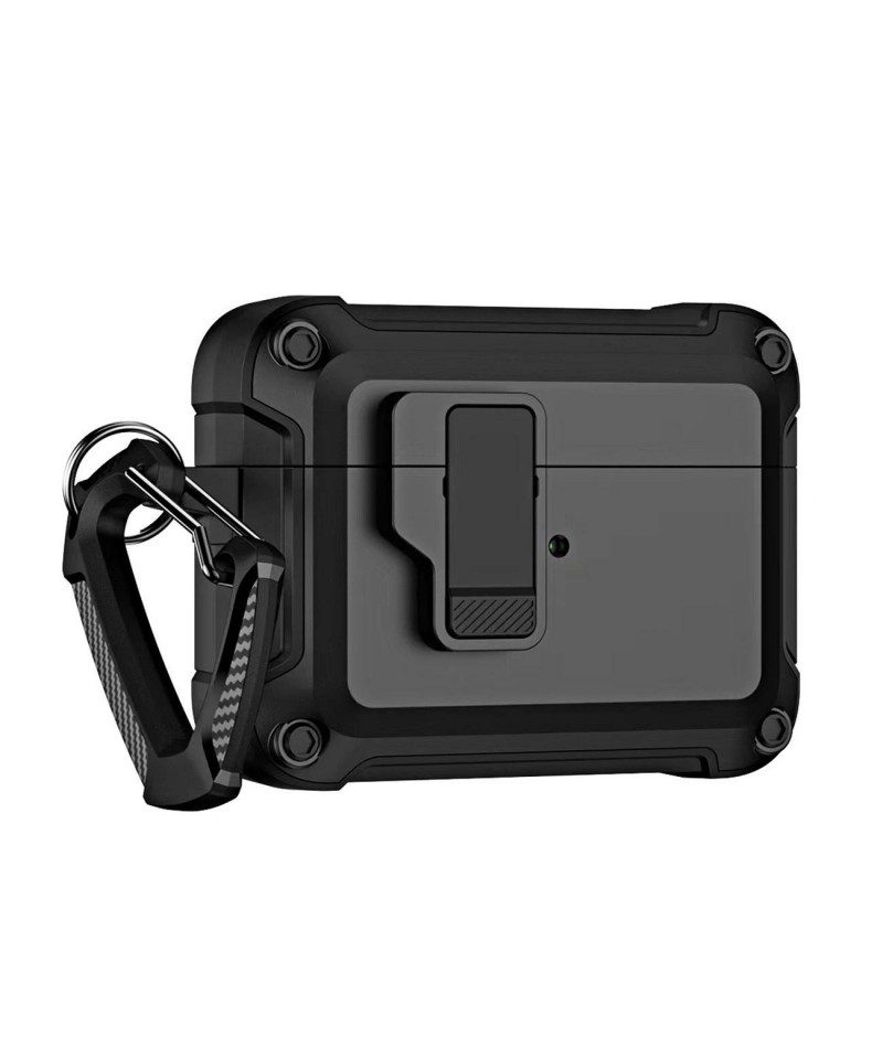 Airpods 4 Pro Armor Case with Carabiner - Black