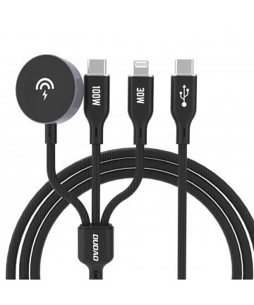 Apple Watch Dudao A12Max+ PD 100W 3in1 Charger Cable: USB-C Lightning 1.2m - Black