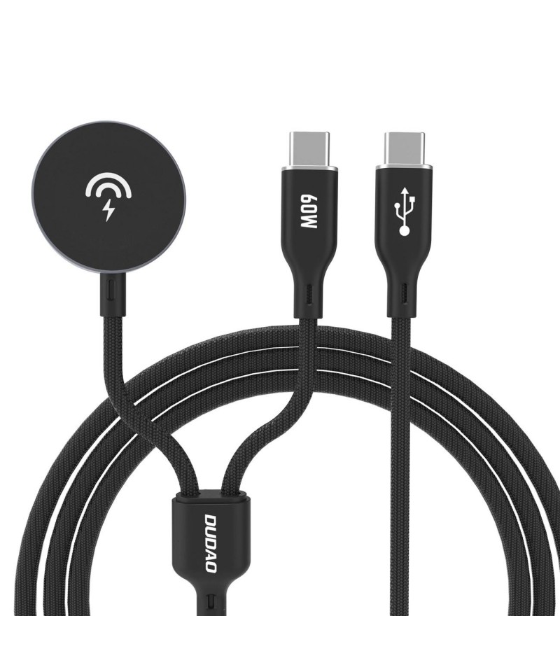 Dudao A12MaxC PD60W 2-in-1 Charger for Apple Watch / USB-C 1.2m - Black