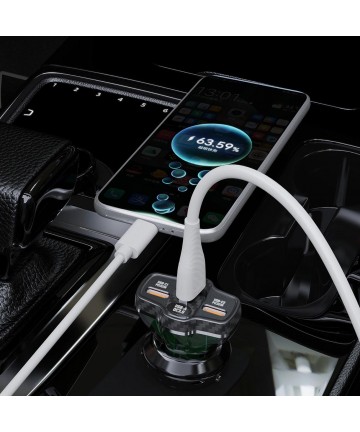 Dudao R78 78W Car Charger USB-C PD / 2xUSB-A QC - Black