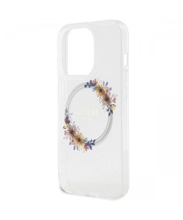 Guess IML Flowers Wreatch MagSafe iPhone 15 Pro Max Case - Clear