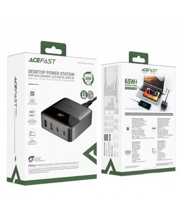 Acefast Z6 Charger Network GaN Desktop 2x USB-A / 2x USB-C PD 65W - Black