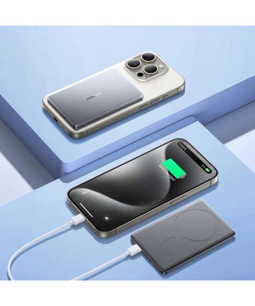 Powerbank Joyroom JR-PBM08 5000mAh 20W ultra-thin with inductive charging - gray