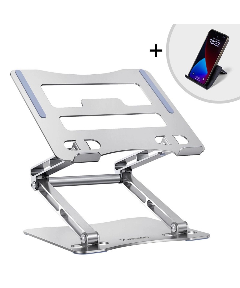 Wozinsky WRS-CPY75DSS Aluminum Laptop and Tablet Stand + Free Smartphone Stand - Silver