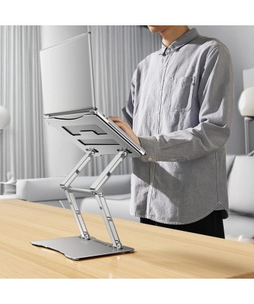 Wozinsky WRS-CPY75DSS Aluminum Laptop and Tablet Stand + Free Smartphone Stand - Silver