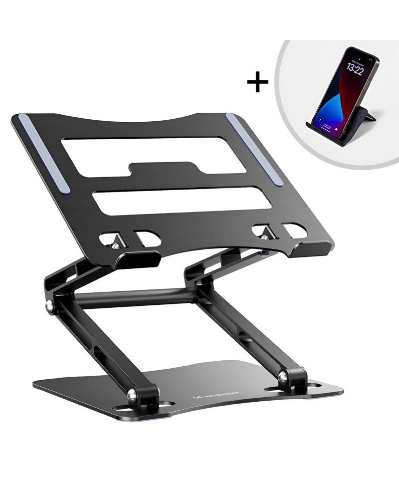 Wozinsky WRS-CPY75DSB Aluminum Laptop and Tablet Stand + Free Smartphone Stand - Black