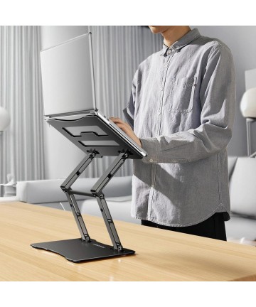Wozinsky WRS-CPY75DSB Aluminum Laptop and Tablet Stand + Free Smartphone Stand - Black