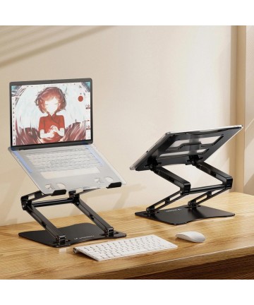 Wozinsky WRS-CPY75DSB Aluminum Laptop and Tablet Stand + Free Smartphone Stand - Black