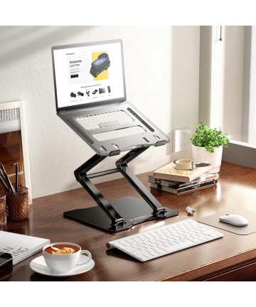 Wozinsky WRS-CPY75DSB Aluminum Laptop and Tablet Stand + Free Smartphone Stand - Black