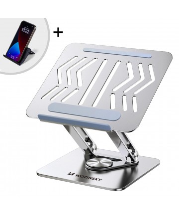Wozinsky WRS-CPY84SS Aluminum Laptop and Tablet Stand + Free Smartphone Stand - Silver