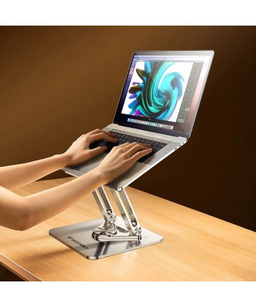 Wozinsky WRS-CPY84SS Aluminum Laptop and Tablet Stand + Free Smartphone Stand - Silver
