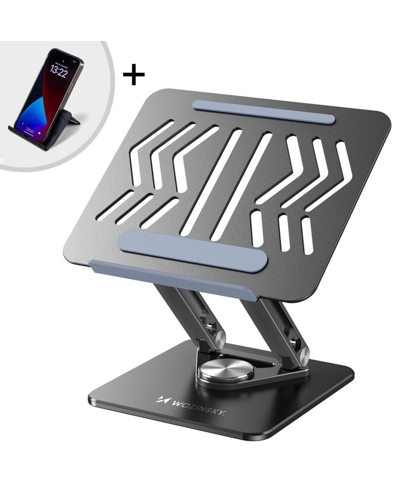 Wozinsky WRS-CPY84SB 360 Aluminum Laptop and Tablet Stand + Free Smartphone Stand - Black