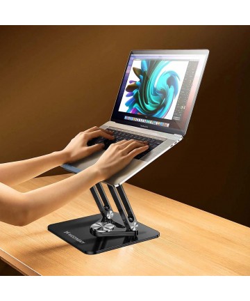 Wozinsky WRS-CPY84SB 360 Aluminum Laptop and Tablet Stand + Free Smartphone Stand - Black