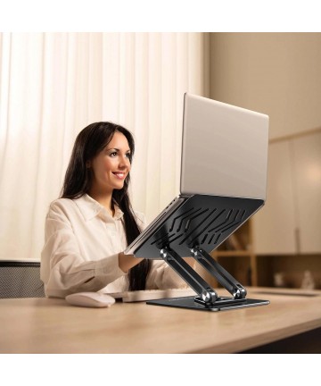 Wozinsky WRS-CPY84SB 360 Aluminum Laptop and Tablet Stand + Free Smartphone Stand - Black