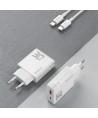 GaN Dudao A30EUL 30W USB-A / USB-C Wall Charger + USB-C - Lightning Cable - White