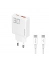 GaN Dudao A30EUT 30W USB-A / USB-C Wall Charger + USB-C - USB-C Cable - White