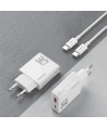 GaN Dudao A30EUT 30W USB-A / USB-C Wall Charger + USB-C - USB-C Cable - White