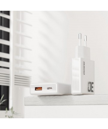 GaN Dudao A30EUT 30W USB-A / USB-C Wall Charger + USB-C - USB-C Cable - White