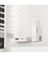 GaN Dudao A30EUT 30W USB-A / USB-C Wall Charger + USB-C - USB-C Cable - White