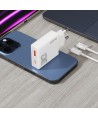 GaN Dudao A30EUT 30W USB-A / USB-C Wall Charger + USB-C - USB-C Cable - White
