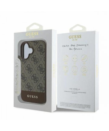 Guess 4G Bottom Stripe iPhone 16 Case - Brown