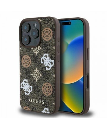Guess Peony On 4G Background MagSafe case for iPhone 16 Pro - brown