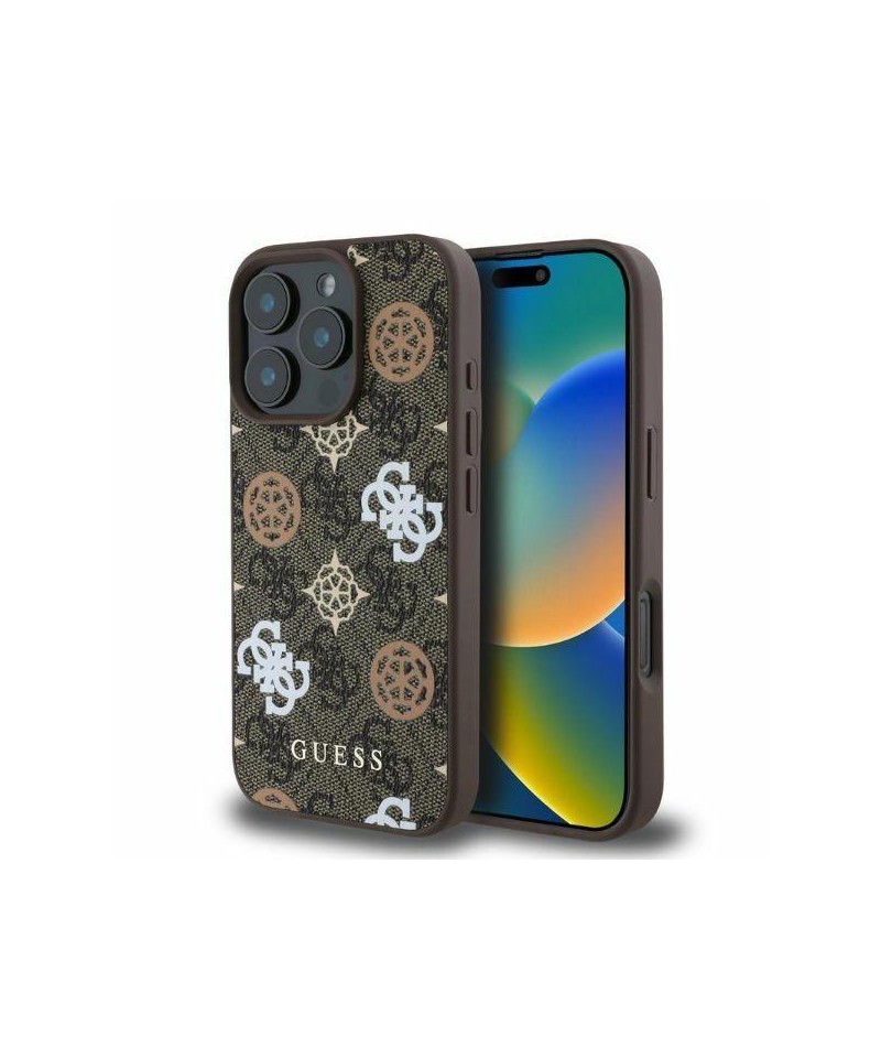 Guess Peony On 4G Background MagSafe case for iPhone 16 Pro - brown