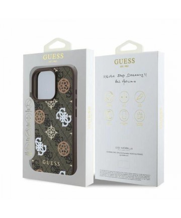 Guess Peony On 4G Background MagSafe case for iPhone 16 Pro - brown