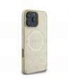 Guess Saffiano Peony Classic Logo MagSafe case for iPhone 16 Pro - gold