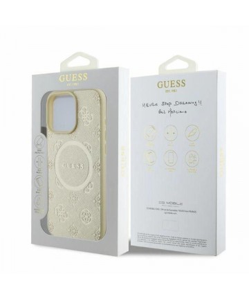Guess Saffiano Peony Classic Logo MagSafe case for iPhone 16 Pro - gold