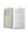 Guess Saffiano Peony Classic Logo MagSafe case for iPhone 16 Pro - gold