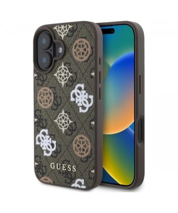 Guess Peony On 4G Background MagSafe case for iPhone 16 - brown